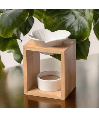 Brûleur en Bambou et Céramique Plumeria