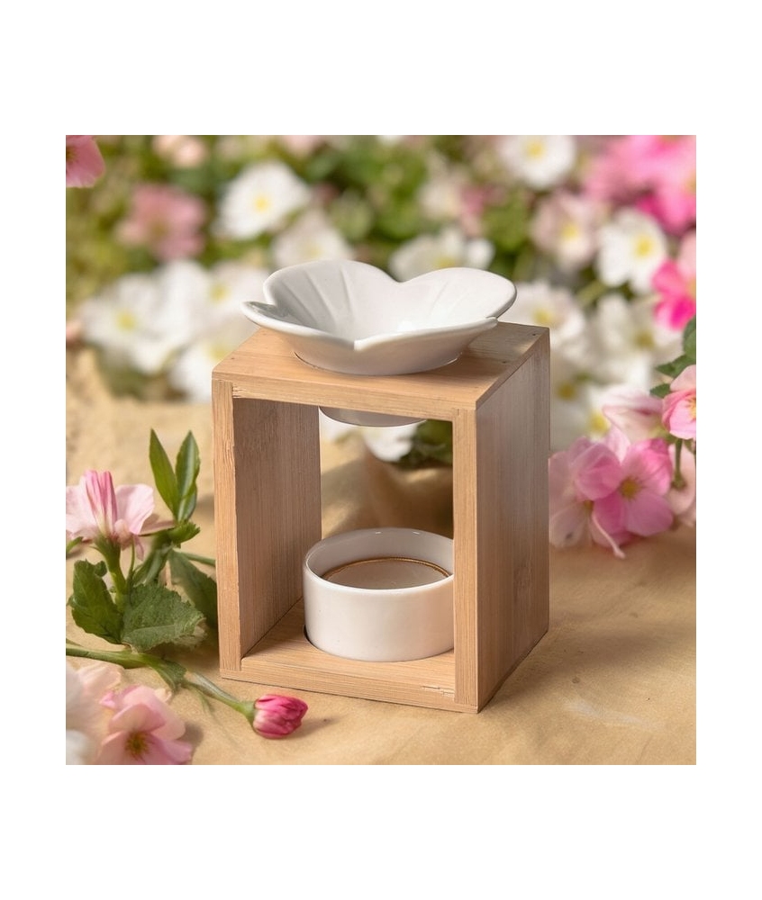 Brûleur en Bambou et Céramique Plumeria